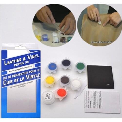 Leather Repair Tool Complete DIY Kit | Premixed Glue & Paint l Restoration Solution | Match Any Color, No-Heat | Sofa,Car Seats