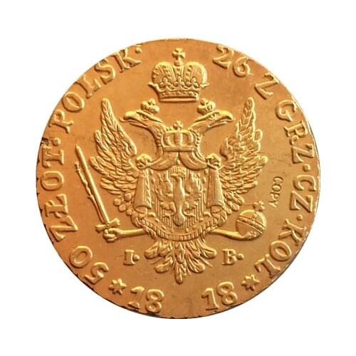 24-K gold-plated Russian 1818 copy Coins