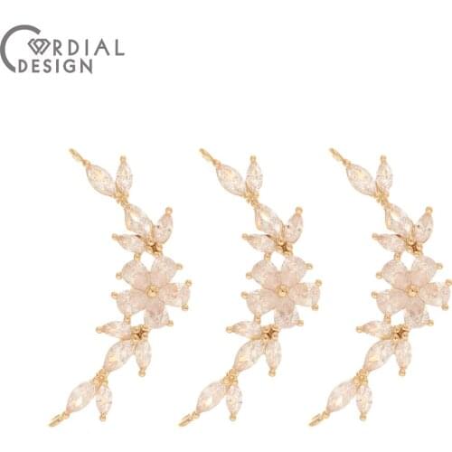 Cordial Design 30Pcs 13*36MM Jewelry Accessories/Pendant For Necklace/DIY/Hand Made/Flower Shape/Jewelry Findings/CZ Charms