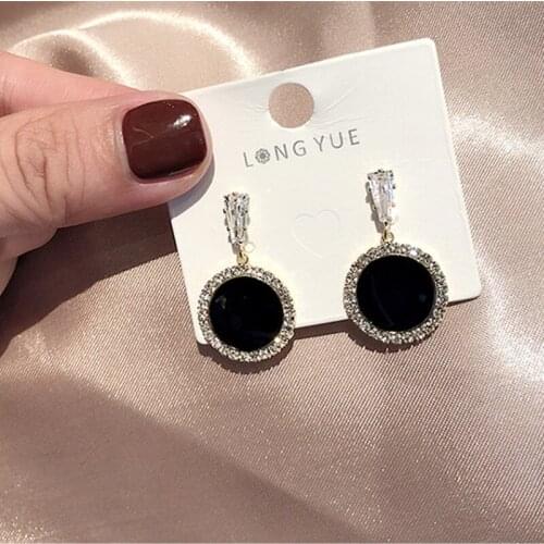 Round Rhinestone Earrings 2020 New Wave Korean Version Personality Temperament Wild Simple Earrings Fashion Simple Ear Nail