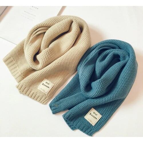 Japanese Style Wool Childrens Scarf Korean Autumn Winter Fashion Kids Knitted Scarf Candy Color Baby Boy Girl Warm Bibs