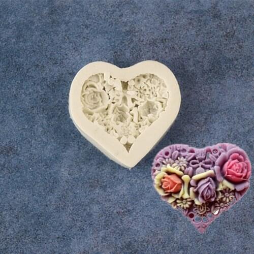 Silicon Mold Chocolate Candy Art Tool Heart Rose DIY Cake Decoration Tool A216