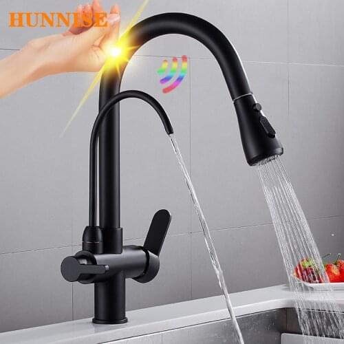 Touch Filter Kitchen Faucet of Matte Black Pull Out Filter Kitchen Faucets Smart Touch Filter Kitchen Tap Black Sensor Faucets