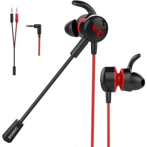 Somic G618I In-Ear Gaming Headphone with Detachable In Line Mic 3.5mm Wired Headset for PUBG Gamer Mobile Phone PC Computer