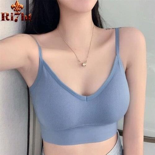 Women Tank Crop Tops Seamless Underwear Female Cross Backless Sports Lingerie Intimates Sexy Short Tops Padded Camisole Femme