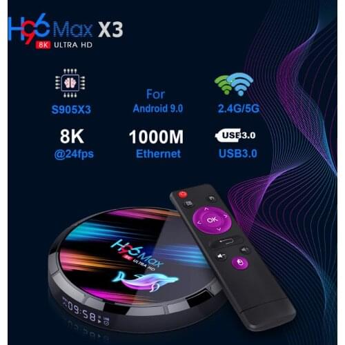 H96 MAX X3 Smart TV Box S905X3 2.4G/5G Wifi BT4.0 Media Set Top Box 4+32GB/64GB/128GB for An-droid 9.0 Systems