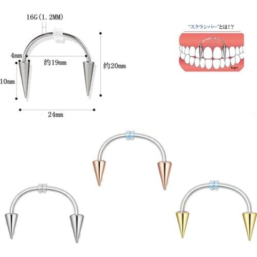 1Pc 1.2x19mm Surgical Steel Huya Vampire Tooth Piercing Dental Grills Rubber Hoop Helix Piercing Zombie Teeth Decoration Jewelry