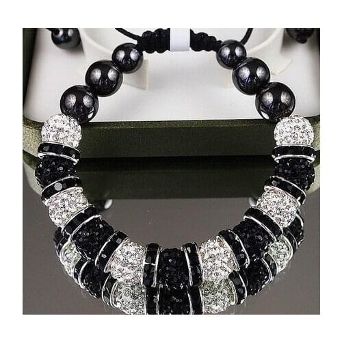 10mm white black New Style Disco Ball Beads crystal crystal bracelet. fasion bracelets pq33