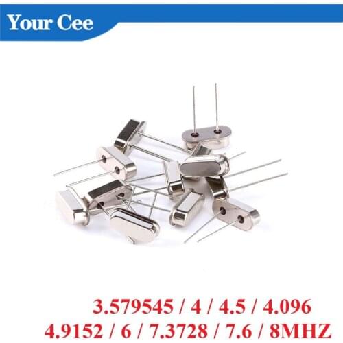 10Pcs 49S Crystal Oscillator Ceramic Quartz DIP Oscillator 3.579545 / 4 / 4.5 / 4.096 / 4.9152 / 6 / 7.3728 / 7.6 / 8MHZ