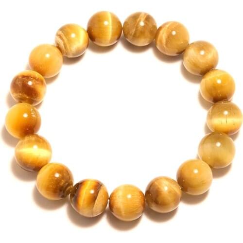 100% Real Natural Tiger eye Bracelet Men Women 6/8/10/12mm Grade A Smooth Beads Stone Braslet Yoga Meditation Braclet For Him