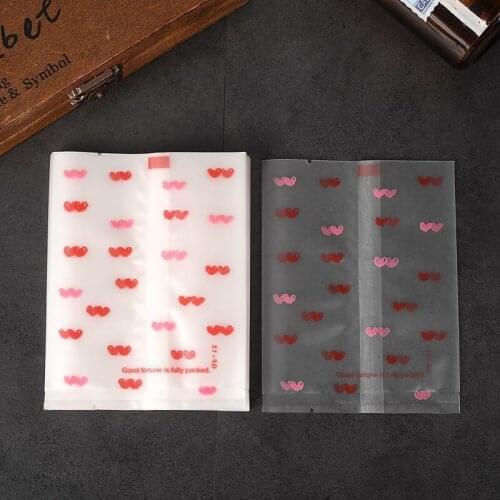 100 Pcs/lot Cute Heart Cookie Packaging Bags Biscuits Snack Bag Wedding Candy Gift Bags 8*11.5 cm