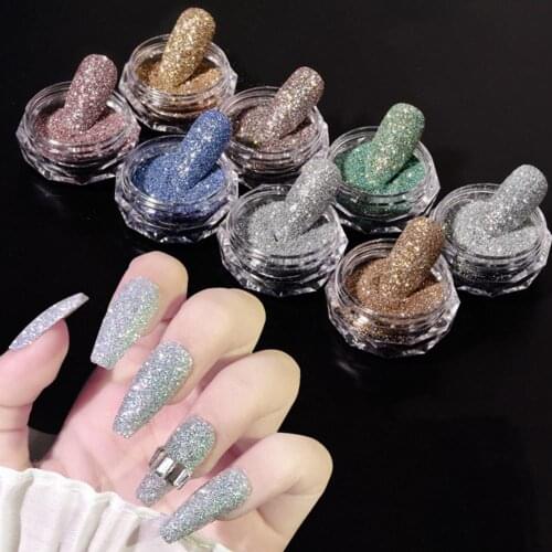 2Pcs Hot Sale Holographics Nail Powders Laser Shiny Nail Glitters Dust Decorations For Nail Art Chrome Pigment DIY Accessories