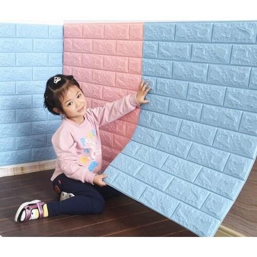 3D Brick Wall Stickers DIY Decor Self-Adhesive Waterproof Wallpaper for Kids Room Bedroom 3D Wall Sticker Brick