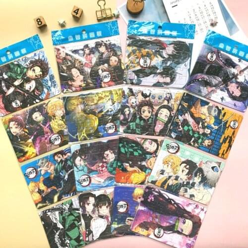 4Set Jigsaw Puzzle For Kimetsu No Yaiba Demon Slayer Anime Intelligence 30pcs Puzzle Childrens Educational Toy Gift