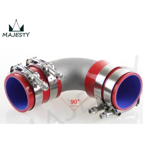 50mm 2" Cast Aluminum 90 Degree Elbow Pipe Turbo Intercooler+ silicone hose kit RED
