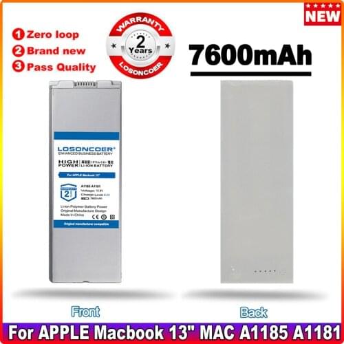 7600mAh Laptop Battery For APPLE Macbook 13" MAC A1185 A1181 MA566FE/A MB881LL/A MA472 MA701 MA566 MA561 MA566G/A MA566J/A