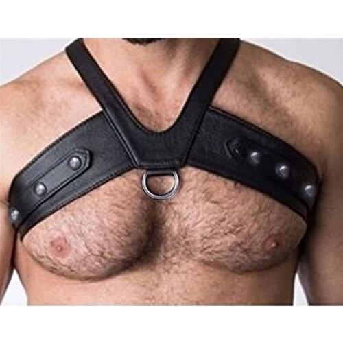 BDSM Sexual Chest Leather Harness Men Adjustable Fetish Gay Body Bondage Cage Shoulder Harness Belts Rave Gay Clothing for Sex