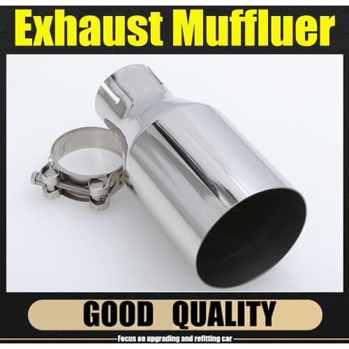 Free Shipping: 1 PC Car Stainless Steel Muffler Tip Exhaust System Universal Straight Silver Decoration Exhaust Pipe Mufflers