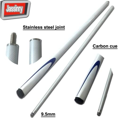 Free shipping 9.5mm white carbon snooker cues 1/2 split stainless steel joint Pool Billiards cue sticks Billiards accessories