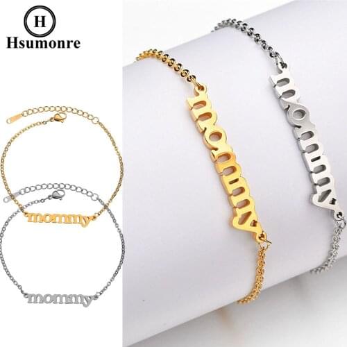 Mommy Letter Link Bracelets ID Charm Bracelets Family Love Retro Style Stainless Steel Wristbands Mothers Day Birthday Gifts