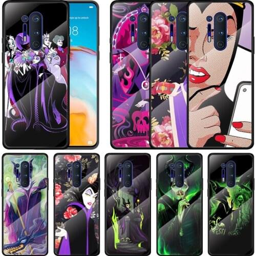Tempered Glass Shockproof Cover Disney villain witch For Oneplus 9R 9 8T 8 Nord Z 7T 7 Pro 5G Shockproof Phone Case