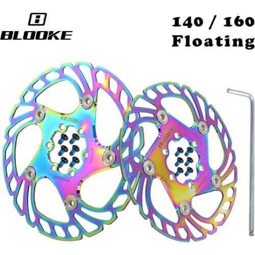 BLOOKE Bike Colorful Rotor 140mm 160mm 6" Inches Hydraulic Brake Disc Stainless Steel Floating Rainbow Parts For Road MTB BMX