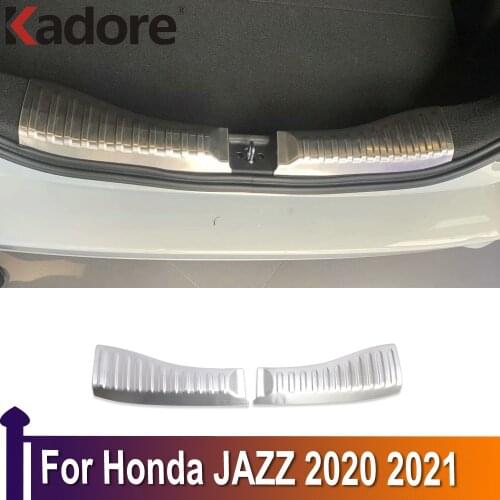 For Honda JAZZ 2020 2021 Stainless Steel Inner Rear Bumper Pad Protector Trim Tail Trunk Scuff Plate Cover Car-Styling