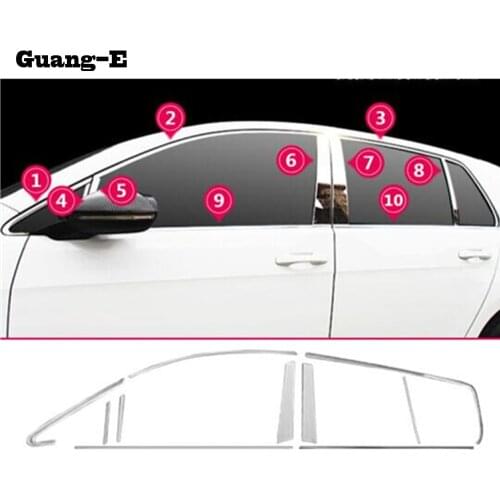 For VW Volkswagen Golf7 Golf 7 2014 2015 2016 2017 Car Stainless Steel Glass Window Garnish Pillar Middle Column Strip Trim