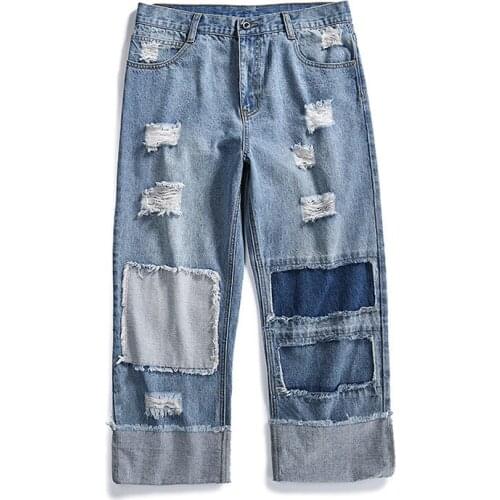 Men Oversized Black Jeans Pants 2021 Denim Mens Streetwear Hip Hop Harem Pants High Wasit Denim Pants Overalls