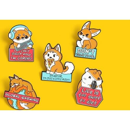 Life Is Foo Short Fo Dief Enamel Pin Custom Fox Shiba Inu Hamster Brooches Shirt Lapel Badge Global Warming Jewelry Gift For Kid