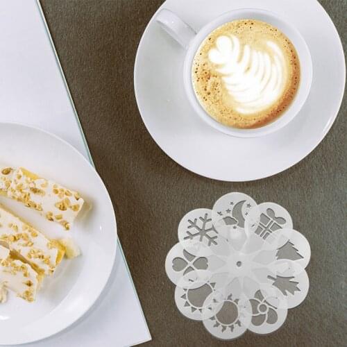 Cappuccino Mold Fancy Coffee Printing Model Foam Spray Cake Stencils Coffee Drawing Mold Kitchen Powdered Sugar Sieve Supplies