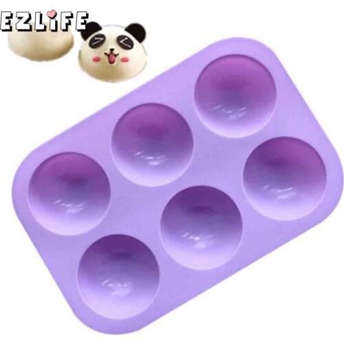 EZLIFE Purple 6 Holes Silicone Baking Mold 3D Half Chocolate Ball Cupcake Mold Sphere CHW6491 Mold DIY Soap Cake U3W6