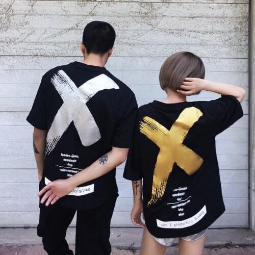 X Hype Gear Tee X standard printed short-sleeved T-shirt summer men and women couples five-point sleeve top