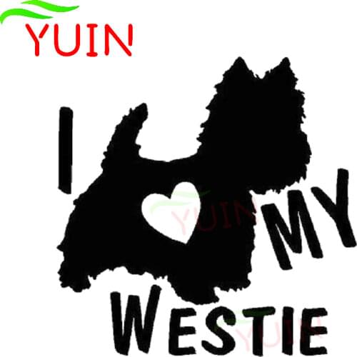 I LOVE MY WESTIE Terrier Dogs Fashion Styling Car Sticker Auto Accessories PVC Bumper Decoration Cover Scratch Waterproof Decal