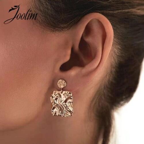JOOLIM Jewelry PVD Plated Irregular Geometric Dangle Earring Stainless Steel Earring For Women