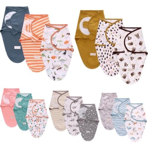 KLV 3pcs/set Baby Sleeping Bag Soft Cotton Newborn Envelope Swaddle Wrap Baby Sleepsack Bedding Blanket For 0-6 Months Baby