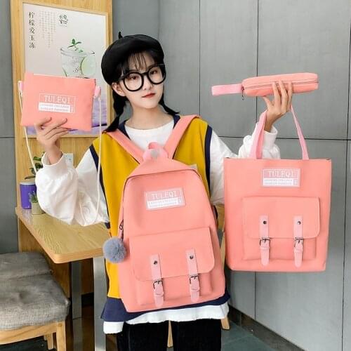 4 Piece Set Schoolbags For Teenager Girl Women Backpack Fashion Nylon School Bags For Girls Teenager Female Shoulder Bags