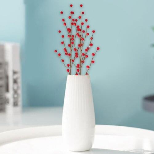 Red Christmas Berry And Pine Cone With Holly BranchesArtificial Flower Christmas Decoration for Home Floral Decor Flower Crafts