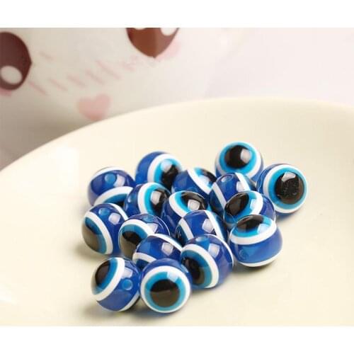 HOT 6mm 8mm 10mm 12mm Dark Blue Charm Acrylic Evil Eye Round Disco Resin Beads For Diy Jewelry Accessories Handmade Craft Making