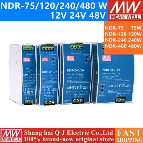 MEAN WELL NDR-75 120 240 480 series DC 12V 24V 48V NDR-75 -120 -240 -480 W 12 24 48 V Single Output Industrial DIN Rail
