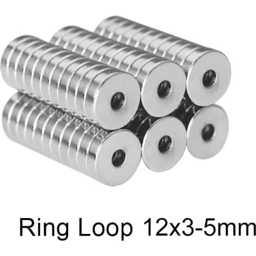 10~200PCS 12x3-5 Stong Neodymium Ring Magnet Disc 12x3 mm Hole 5mm Minor Magnet Round Magnetic Magnet 12*3-5 mm 12*3