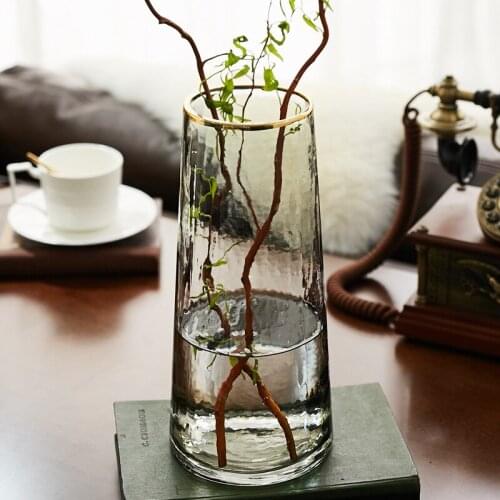 New Hammered Gilded Glass Vase Terrarium Flower Hydroponic Systems Weddings Room Home Decoration Accessories