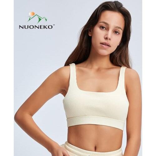 NUONEKO Women Sports Yoga Vest Seamless Bra Sleeveless Blouse Gym Exercise Fitness Run Push Up Tank Tops Female Tracksuit TB09