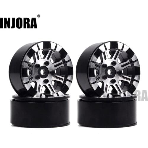 INJORA 4PCS Metal Alloy 1.9 Inch Beadlock Wheel Rim for 1/10 RC Crawler Traxxas TRX4 Axial SCX10 AXI03007 D90 1.9'' Wheel Hub