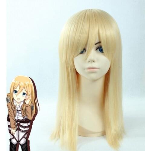 Attack on Titan Krista Lenz Christa Short Blonde Kyojin Renz Heat Resistant Synthetic Hair Cosplay Costume Wig + Wig Cap