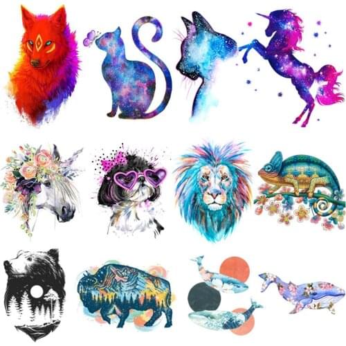 Advanced Cat Vinyl Transfer For Clothing Iron On Colorful Animals Whale Transfers For Clothes Applique Stickers For DIY T-shirt