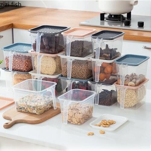 Transparent Airtight Jar Plastic Fresh-keeping Box with Lid with Kitchen Grain Storage Box Food Storage Container Art Decoration