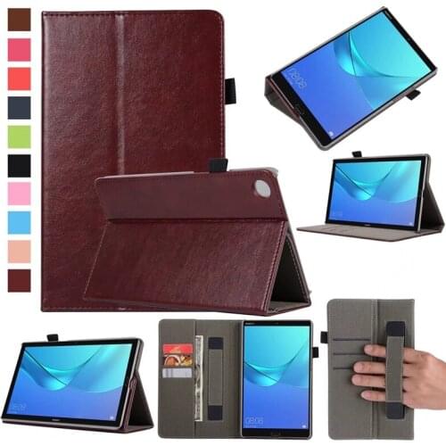 Luxury Flip Book Cover PU Leather Case for Huawei Mediapad M5 SHT-AL09 SHT-W09 8.4 2018 Tablet Hand Holder Grip Shell Card Slots