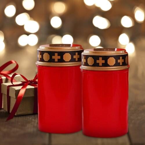 2pc Grave Lamp LED Grave Candles Flickering Candle Light Without Battery Red Cemetery Ritual Lawn Lighting Holloween Party Decor