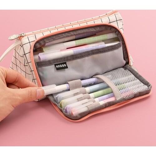 1 PC Colorful Large Capacity Pencil Cases Bags Creative Korea Fabric Pen Box Pouch Case School Office Stationary Supplies